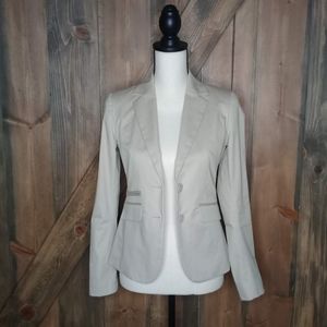 New York &Co NWT Cream Tan 2 Button Fitted Collared Lined Blazer Sz 0